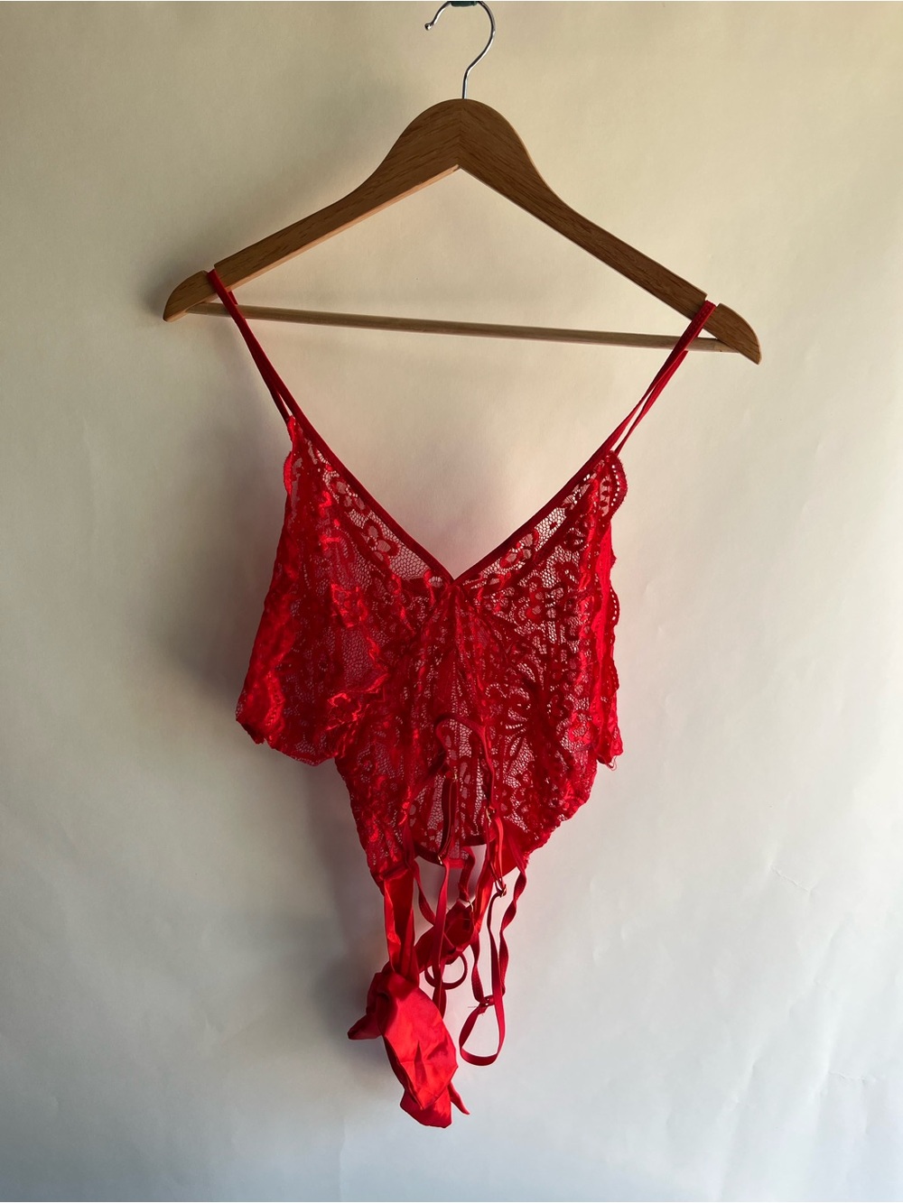 Red Lacy Crotchless Teddy No Size Tag XL? XXL? 2X? EUC Might Be New
